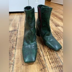 Green snake print booties